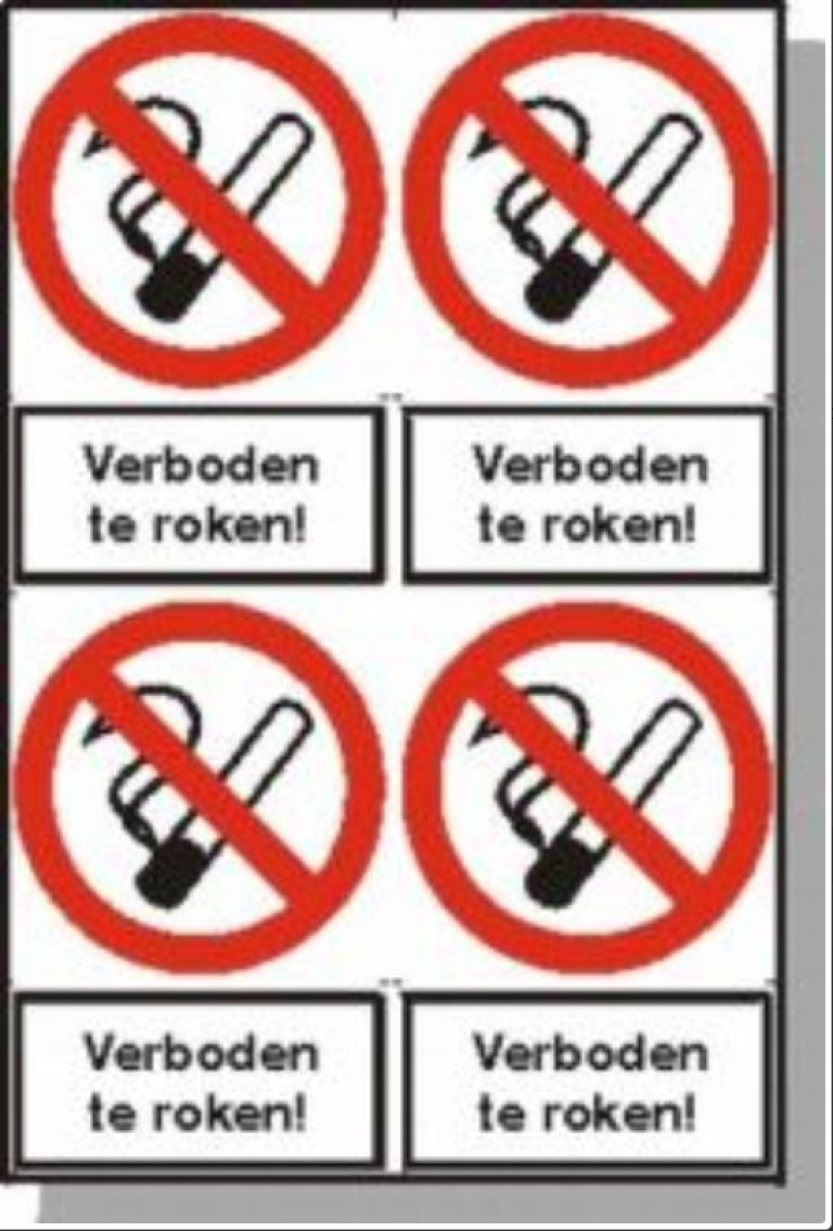 Pictogram 'Verboden te roken!' 4 x 